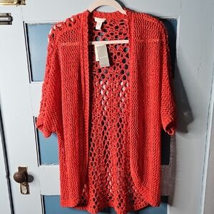 Chico's Chevonne Cardigan Sweater Annatto Orange NWT